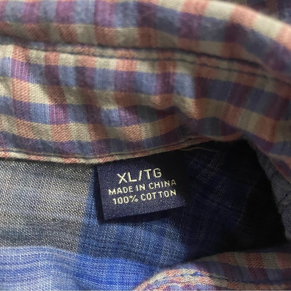 Tommy Bahama Dual Lux Gingham Cotton Purple Pink Button Up Shirt - Picture 5 of 5